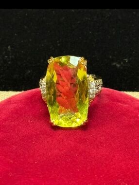 Gems En Vogue Sterling Silver Ouro Verde Large Cocktail Ring Size 9